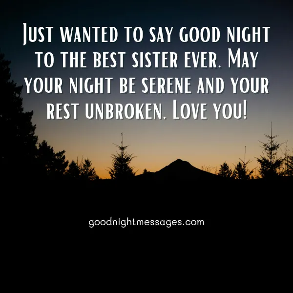 good night message to my sister