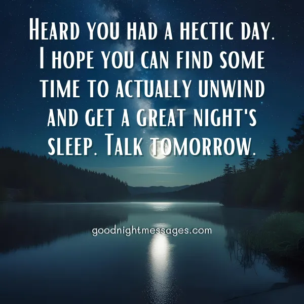 good night message to unwind after a long day