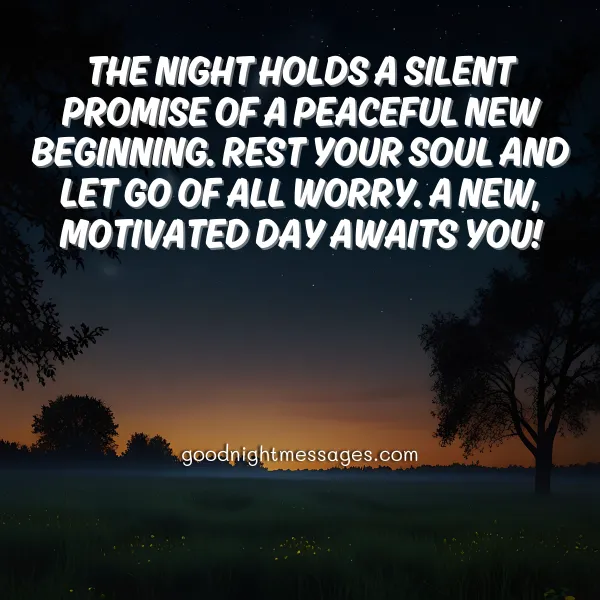 peaceful motivational good night quote
