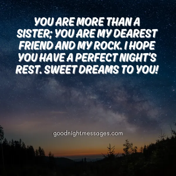 romantic good night message for my sister