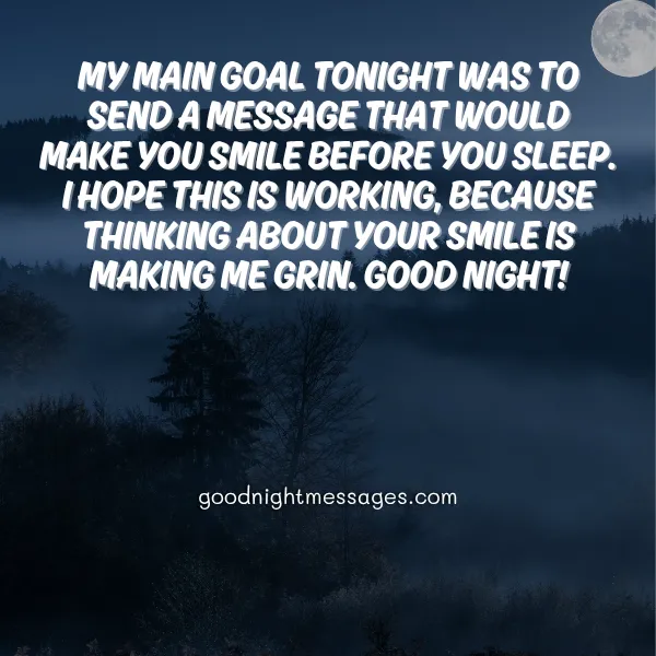 good night wish to make her smile