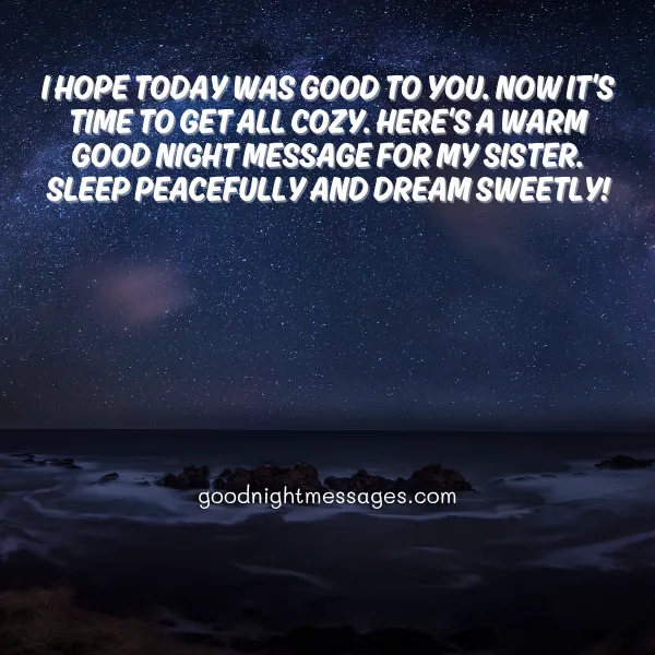 warm good night message to my sister