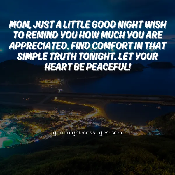 comforting good night message for mom