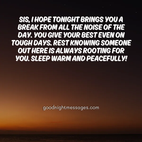 caring good night message sister