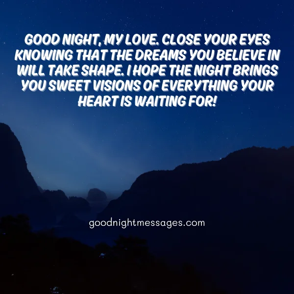 sweet good night message for dreams