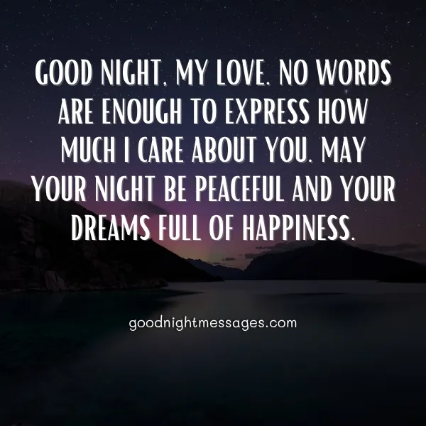 heartfelt good night message for girlfriend full of love romantic night quote sky and lake peaceful background sweet good night message for her emotional love text