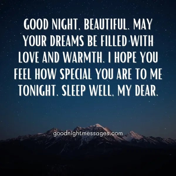 romantic good night message for girlfriend to feel loved beautiful night sky quote with stars sweet love message for her before sleep